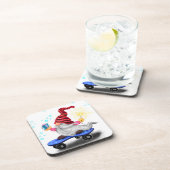 Weihnachtsgetränk Coaster Skater Gnome mit Geschen Getränkeuntersetzer (Rechte Seite)
