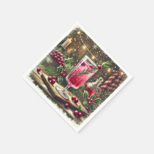 Weihnachtsgetränk Cranberry Fizz Decoupage Serviette (Ecke)