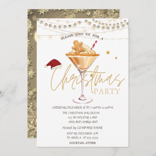 Weihnachtsgetränk Lebkuchen Kekse Sterne Einladung (Vorne/Hinten)