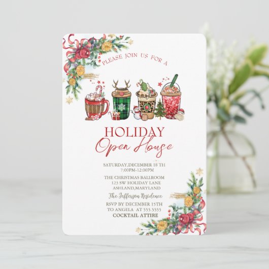 Weihnachtsgetränke, Branchen Urlaub Einladung (Stehend Vorderseite)