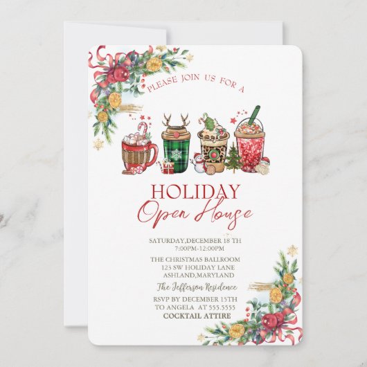 Weihnachtsgetränke, Branchen Urlaub Einladung (Vorderseite)