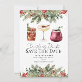 Weihnachtsgetränke Grüne Save the Date Einladung (Vorderseite)