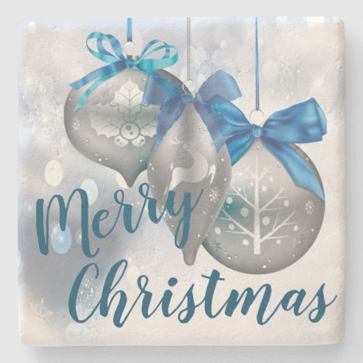 Weihnachtsgetränke Küsten Ornamente Winterschnee Steinuntersetzer (Vorderseite)