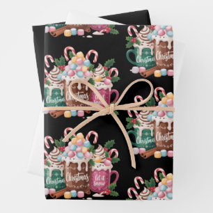 Weihnachtsgetränke Pink Coquette Lebkuchen Kaffee  Geschenkpapier Set