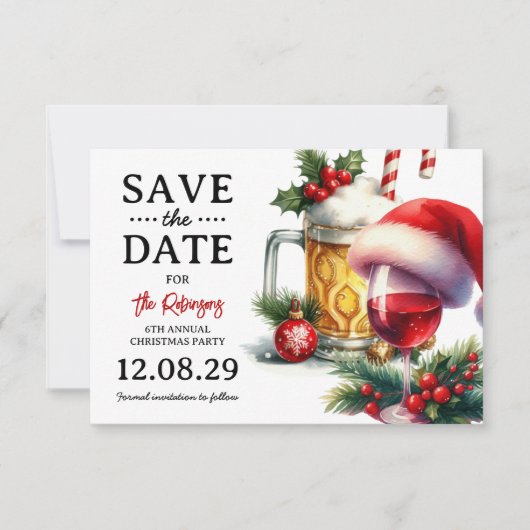 Weihnachtsgetränke Weihnachten Party Save the Date Ankündigung (Vorderseite)