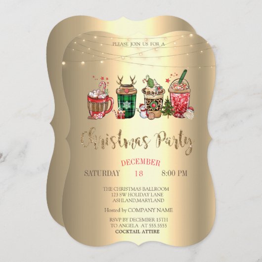 Weihnachtsgetränke Weihnachtsfirma Party Einladung (Vorne/Hinten)