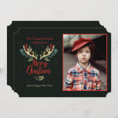 Weihnachtsgeweih-Foto-Karte Feiertagskarte (Vorne/Hinten)