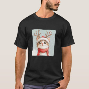 Weihnachtsgeweih-Katze für festliche Jungen und Mä T-Shirt