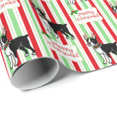Weihnachtsgeweihe Bostons Terrier Geschenkpapier (Rolleneckpunkt)