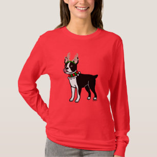 Weihnachtsgeweihe Bostons Terrier T-Shirt