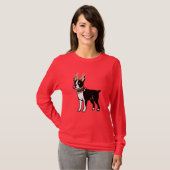 Weihnachtsgeweihe Bostons Terrier T-Shirt (Vorne ganz)