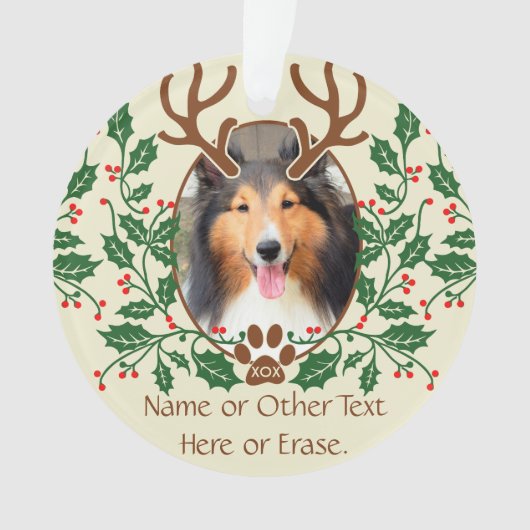 Weihnachtsgeweihe für Hund/Katze personifizieren Ornament (Vorderseite)