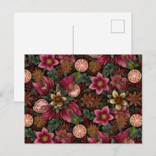 Weihnachtsgewürz & Florales Botanisches Muster Postkarte