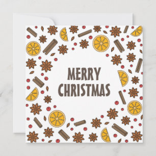 Weihnachtsgewürze, Zimt, Sternanis, Orangenmuster  Karte