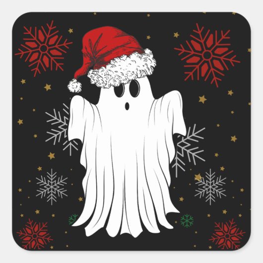Weihnachtsghost Quadratischer Aufkleber (Vorderseite)