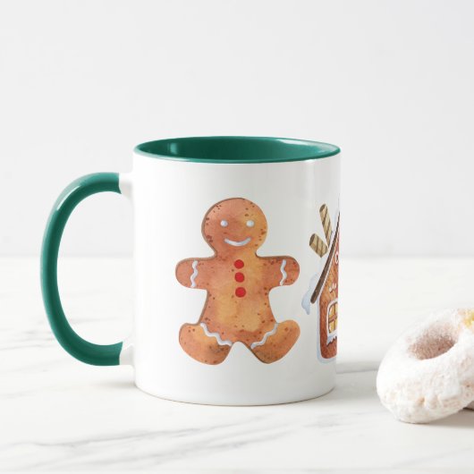 Weihnachtsginger Brot Mann Zwei-Tone-Tasse Tasse (Mit Donut)
