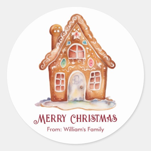 Weihnachtsginger-Brothaus Runder Aufkleber (Vorderseite)