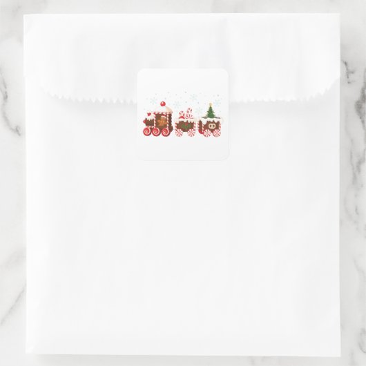 Weihnachtsginger Brotzug Quadratischer Aufkleber (Tasche)