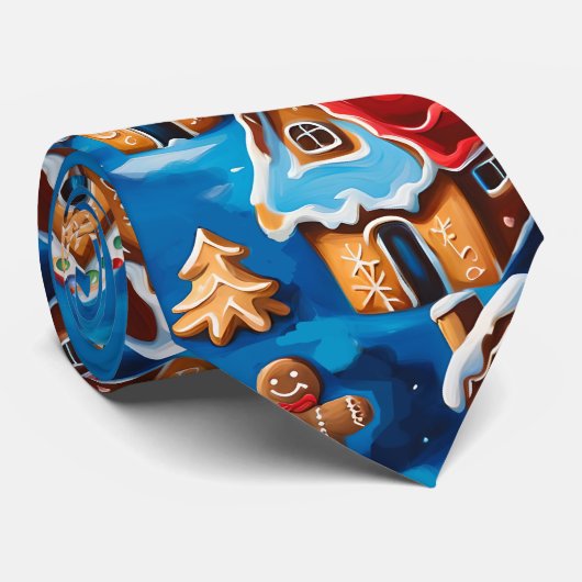 Weihnachtsginger Cookies Houses Trees Holiday Deko Krawatte (Gerollt)