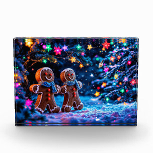 Weihnachtsgingerbäumer schneebezaubernd fotoblock