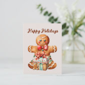 Weihnachtsgingerbrot, Aquarell Feiertagspostkarte (Stehend Vorderseite)