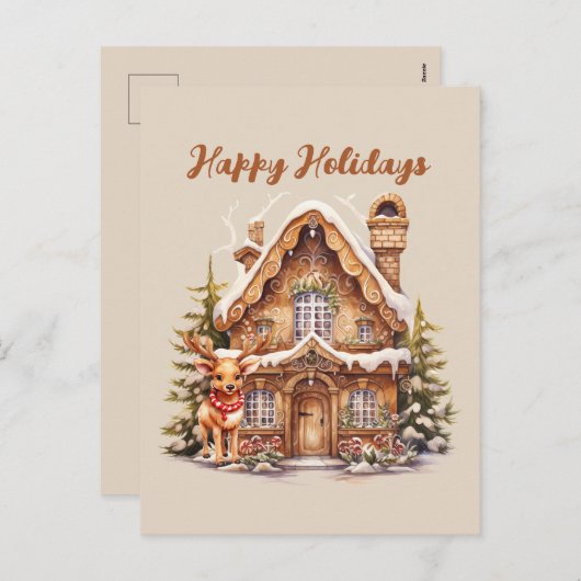 Weihnachtsgingerbrot, Aquarell Feiertagspostkarte (Vorne/Hinten)