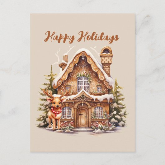 Weihnachtsgingerbrot, Aquarell Feiertagspostkarte (Vorderseite)