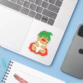 Weihnachtsgingerbrot Baby Cookie Aufkleber (Laptop mit iPhone)