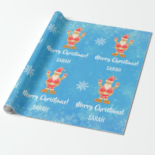 Weihnachtsgingerbrot Brown Santa Personalize Name Geschenkpapier