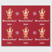Weihnachtsgingerbrot Brown Santa Personalize Name Geschenkpapier (Flach)