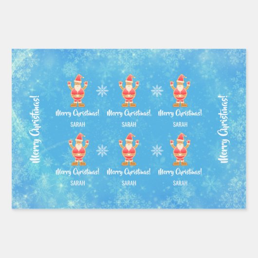 Weihnachtsgingerbrot Brown Santa Personalize Name Geschenkpapier Set (Vorderseite 3)