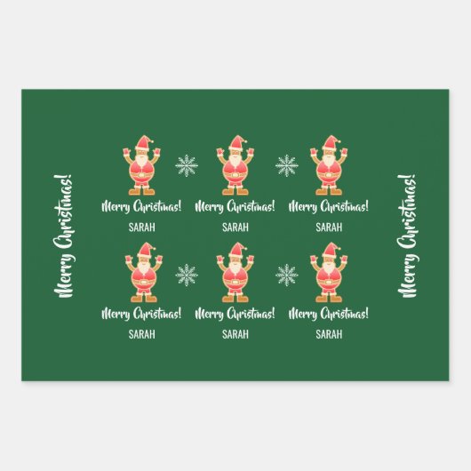 Weihnachtsgingerbrot Brown Santa Personalize Name Geschenkpapier Set (Vorderseite 3)