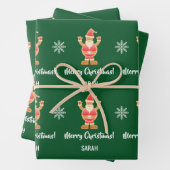 Weihnachtsgingerbrot Brown Santa Personalize Name Geschenkpapier Set (Beispiel)