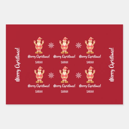 Weihnachtsgingerbrot Brown Santa Personalize Name Geschenkpapier Set (Vorderseite 3)