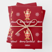 Weihnachtsgingerbrot Brown Santa Personalize Name Geschenkpapier Set (Beispiel)
