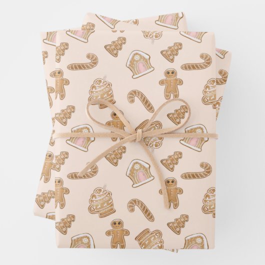 Weihnachtsgingerbrot Candy Canes Man House Tree Geschenkpapier Set (Beispiel)