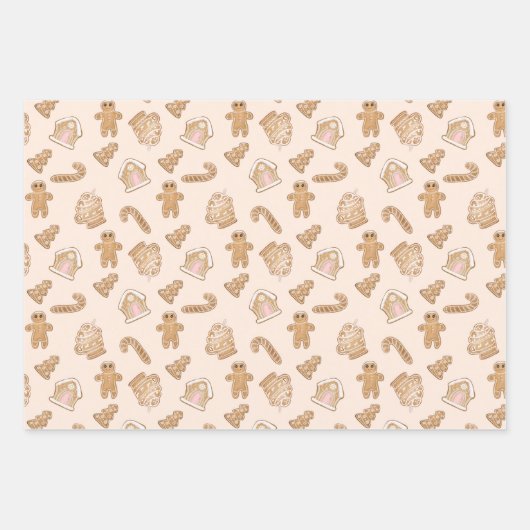 Weihnachtsgingerbrot Candy Canes Man House Tree Geschenkpapier Set (Vorderseite 3)