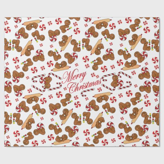 Weihnachtsgingerbrot Candy Fun Geschenkpapier (Flach)