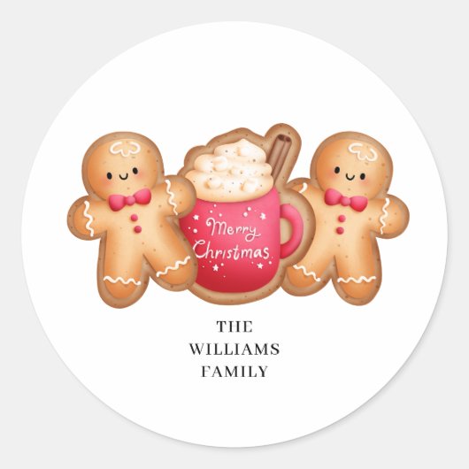 Weihnachtsgingerbrot Cocoa Name Runder Aufkleber (Vorderseite)