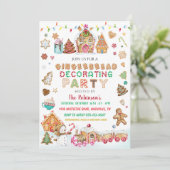 Weihnachtsgingerbrot Dekorieren Party Einladung (Stehend Vorderseite)