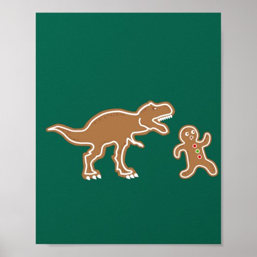 Weihnachtsgingerbrot Dinosaurier Cookie Jagd Poster (Vorne)