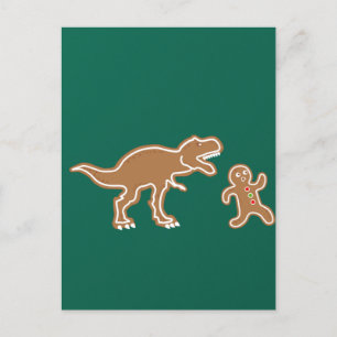 Weihnachtsgingerbrot Dinosaurier Cookie Jagd Postkarte