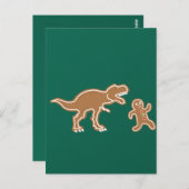 Weihnachtsgingerbrot Dinosaurier Cookie Jagd Postkarte (Vorne/Hinten)