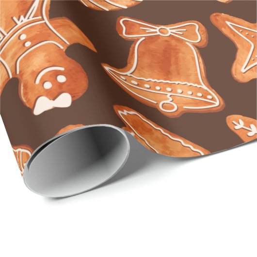 Weihnachtsgingerbrot Geschenkpapier (Rolleneckpunkt)