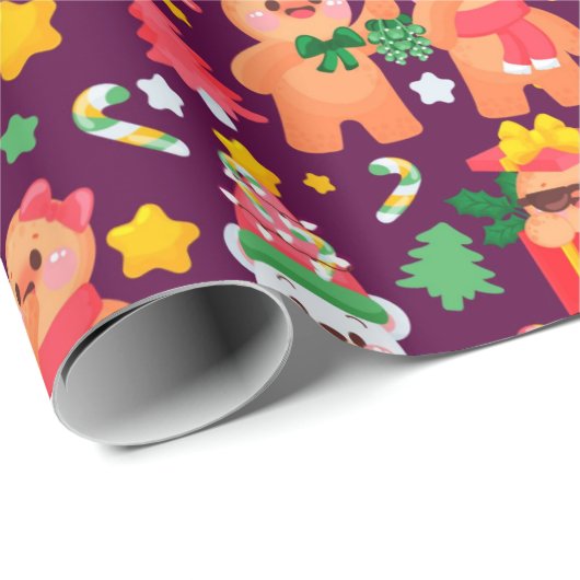 Weihnachtsgingerbrot Geschenkpapier (Rolleneckpunkt)