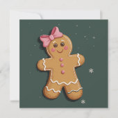 Weihnachtsgingerbrot Girl Pink Bow Coquette Feiertagskarte (Vorderseite)