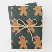 Weihnachtsgingerbrot Girl Pink Bow Coquette Geschenkpapier Set (Beispiel)