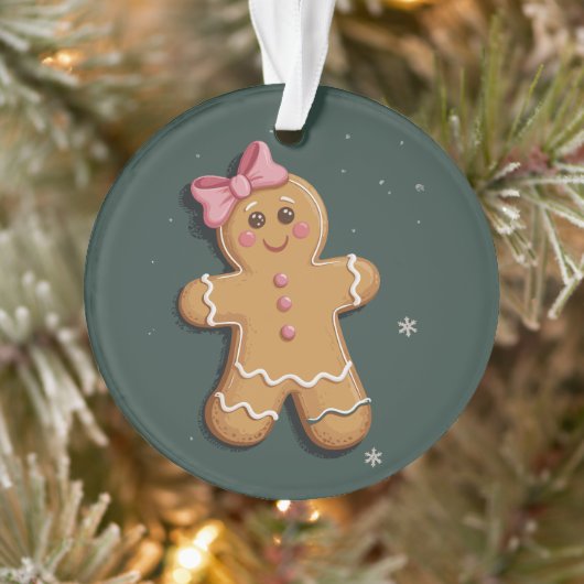 Weihnachtsgingerbrot Girl Pink Bow Coquette Ornament (Baum)