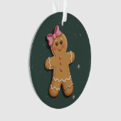 Weihnachtsgingerbrot Girl Pink Bow Coquette Ornament (Vorderseite)