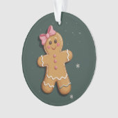Weihnachtsgingerbrot Girl Pink Bow Coquette Ornament (Vorderseite)